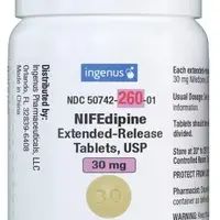 Nifedipine (Nifedipine [ nye-fed-i-peen ])-30-30 mg-Yellow-Round