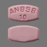 Aripiprazole (oral with sensor) (Aripiprazole (oral with sensor) [ ar-i-pip-ra-zole ])-AN898 10-10 mg-Pink-Oval