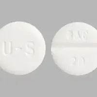 First baclofen (Baclofen (oral) [ bak-loe-fen ])-U-S BAC 20-20 mg-White-Round