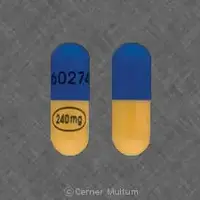 Verapamil (Verapamil (oral/injection) [ ver-ap-a-mil ])-60274 240 mg-240 mg-Blue & Yellow-Capsule-shape