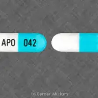 Acyclovir (injection) (Acyclovir (injection) [ a-sye-klo-veer ])-APO 042-200 mg-Turquoise & White-Capsule-shape