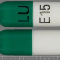 Amlodipine and benazepril (Amlodipine and benazepril [ am-loe-di-peen-and-ben-ay-ze-pril ])-LU E15-5 mg / 40 mg-Green & White-Capsule-shape