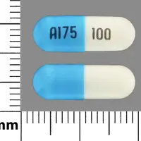 Fluvoxamine (Fluvoxamine [ floo-vox-a-meen ])-A175 100-100 mg-Blue & White-Capsule-shape