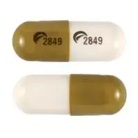 Fluvoxamine (Fluvoxamine [ floo-vox-a-meen ])-Logo (Actavis) 2849 Logo (Actavis) 2849-150 mg-Green & White-Capsule-shape