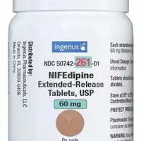 Nifedipine (Nifedipine [ nye-fed-i-peen ])-60-60 mg-Brown-Round