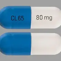 Ziprasidone (Ziprasidone (oral/injection) [ zi-pray-si-done ])-CL65 80  mg-80 mg-Blue & White-Capsule-shape