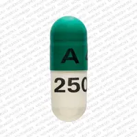 Cephalexin (Cephalexin [ sef-a-lex-in ])-A 42 250 mg-250 mg-Green & White-Capsule-shape