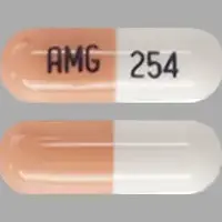 Temozolomide (monograph) (Temodar)-AMG 254-100 mg-Pink & White-Capsule-shape