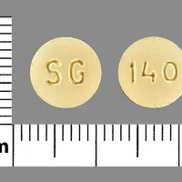 Donepezil (Donepezil (oral) [ doe-nep-e-zil ])-SG 140-10 mg-Yellow-Round