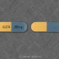 Verapamil (oral/injection) (Verapamil (oral/injection) [ ver-ap-a-mil ])-60274 180 mg-180 mg-Gray & Yellow-Capsule-shape