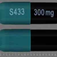 Carbamazepine (Carbamazepine (oral) [ kar-ba-maz-e-peen ])-S433 300 mg-300 mg-Black / Green-Capsule-shape