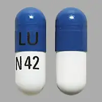 Celecoxib (Celecoxib [ sel-e-kox-ib ])-LU N42-100 mg-Blue & White-Capsule-shape