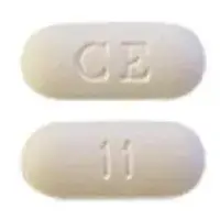 Ciprofloxacin (Ciprofloxacin (oral) [ sip-roe-flox-a-sin ])-CE 11-500 mg-White-Capsule-shape