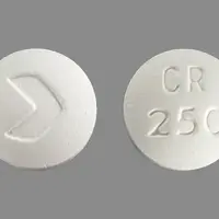 Ciprofloxacin (Ciprofloxacin (oral) [ sip-roe-flox-a-sin ])-CR 250 >-250 mg-White-Round