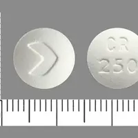 Ciprofloxacin (Ciprofloxacin (oral) [ sip-roe-flox-a-sin ])-CR 250 >-250 mg-White-Round