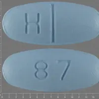 Levetiracetam (monograph) (Keppra)-H 87-250 mg-Blue-Capsule-shape