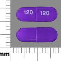 Diltiazem (Diltiazem (oral/injection) [ dil-tye-a-zem ])-120 120-120 mg-Purple-Capsule-shape