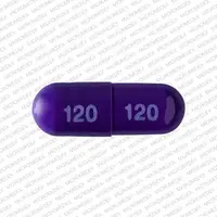 Diltiazem (Diltiazem (oral/injection) [ dil-tye-a-zem ])-120 120-120 mg-Purple-Capsule-shape