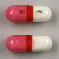 Sominex maximum strength (Diphenhydramine [ dye-fen-hye-dra-meen ])-L462 L462-25 mg-Pink & White-Capsule-shape