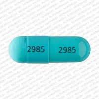 Doxycycline (systemic) (monograph) (Doryx)-2985 2985-100 mg-Blue-Capsule-shape