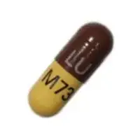 Doxycycline (systemic) (monograph) (Doryx)-LU M73-100 mg-Brown & Yellow-Capsule-shape