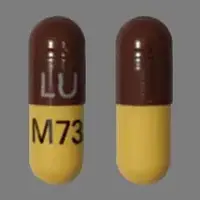 Doxycycline (eent) (monograph) (Medically reviewed)-LU M73-100 mg-Brown & Yellow-Capsule-shape
