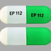 Hydroxyzine (Hydroxyzine [ hye-drox-ee-zeen ])-EP112 EP112-50 mg-Green & White-Capsule-shape