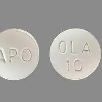 Olanzapine (Olanzapine (oral) [ oh-lanz-a-peen ])-APO OLA 10-10 mg-White-Round