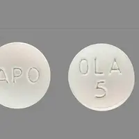Olanzapine (Olanzapine (oral) [ oh-lanz-a-peen ])-APO OLA 5-5 mg-White-Round