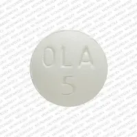 Olanzapine (Olanzapine (oral) [ oh-lanz-a-peen ])-APO OLA 5-5 mg-White-Round