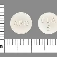 Olanzapine (Olanzapine (oral) [ oh-lanz-a-peen ])-APO OLA 5-5 mg-White-Round