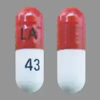 Pregabalin (Pregabalin [ pre-gab-a-lin ])-LA 43-75 mg-Red & White-Capsule-shape