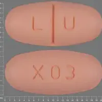 Levetiracetam (monograph) (Keppra)-LU X03-750 mg-Orange-Oval