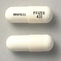 Prazosin (Prazosin [ pra-zoe-sin ])-MINIPRESS PFIZER 431-1 mg-White-Capsule-shape