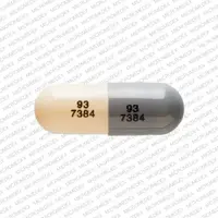 Venlafaxine (Venlafaxine [ ven-la-fax-een ])-93 7384 93 7384-37.5 mg-Gray & White-Capsule-shape