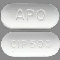 Ciprofloxacin (injection) (Ciprofloxacin (injection) [ sip-roe-flox-a-sin ])-APO CIP 500-500 mg-White-Capsule-shape
