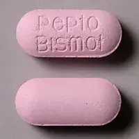 Pepto-bismol (Bismuth subsalicylate [ biz-muth-sub-sa-liss-i-late ])-Pepto Bismol-bismuth subsalicylate 262 mg-Pink-Capsule-shape