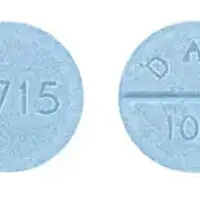 Amoxapine (Amoxapine [ a-mox-a-peen ])-5715 DAN 100-100 mg-Blue-Round