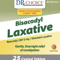 Bisacodyl (monograph) (Correctol)-RP116-5 mg-Orange-Round
