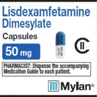 Lisdexamfetamine (Lisdexamfetamine [ lis-dex-am-fet-a-meen ])-MYLAN LE 50 MYLAN LE 50-50 mg-Blue & White-Capsule-shape