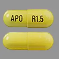 Rivastigmine (Rivastigmine (oral) [ ri-va-stig-meen ])-APO R1.5-1.5 mg-Yellow-Capsule-shape