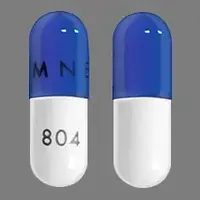 Temozolomide (monograph) (Temodar)-AMNEAL 804-140 mg-Blue & White-Capsule-shape